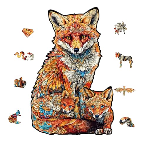 VIDSTW 140-150 Pcs Holzpuzzle Einzigartig Holz Puzzle Wooden Puzzle Erwachsene Holzpuzzles Kind Holzpuzzle Tiere Farbe Wood Puzzle Holz für Kreative Geschenke, Interessantes Spielzeug (Fuchs) von VIDSTW