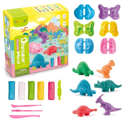 VIDSTW 15 Stück Knete Zubehör Set Kinder ab 3 4 5 Jahre Plastilin Werkzeuge Knete Set DIY knetwerkzeug Kinderknete Knetwerkzeug Zubehör Geschenk für Jungen und Mädchen (Dinosaurier) von VIDSTW