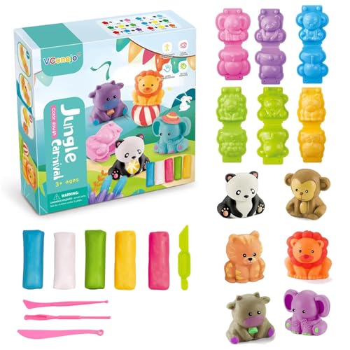 VIDSTW 15 Stück Knete Zubehör Set Kinder ab 3 Jahren DIY Knetwerkzeug Knete Set Geschenk für Jungen und Mädchen (Dschungelwelt) von VIDSTW