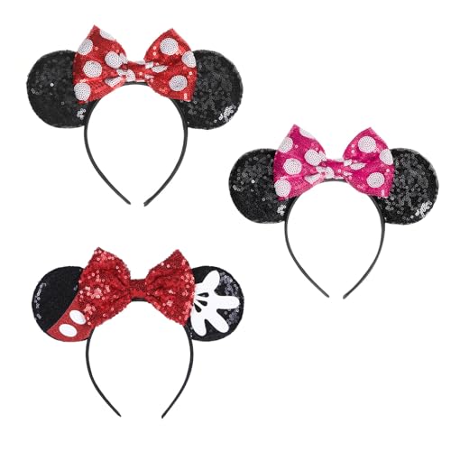 VIDSTW 3 Stück Mouse Ohren Haarband, Ohren Stirnband mit Glitzer, Stirnband mit Schleife Mouse Ohren, Perfektes Accessoire für Cosplay, Partydekorationen, Freizeitparkreisen VIDSTW 3 Stück Mouse Ohren Haarband, Ohren Stirnband mit Glitzer, Stirnband mit Schleife Mouse Ohren, Perfektes Accessoire für Cosplay, Partydekorationen, Freizeitparkreisen von VIDSTW