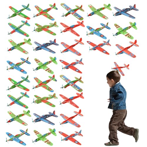 VIDSTW 30 Stück Styropor Flugzeuge für Kinder Flieger Styropor Kinder Farbenfroh Styroporflieger Spielzeug Gratfrei Styropor Flieger Schlitzdesign Spielzeug Flugzeug für Gärten Rasenflächen Strände von VIDSTW