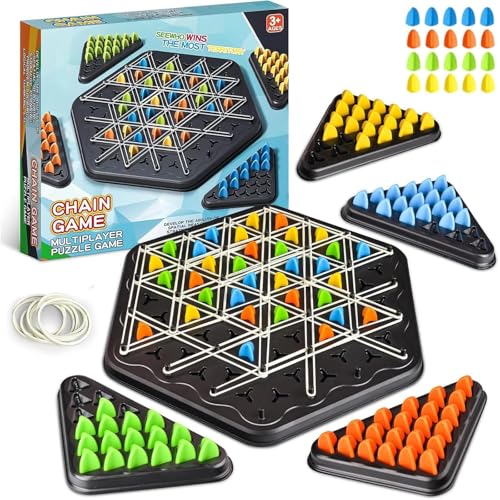 VIDSTW Triggle Spiel Triangle Chess Pädagogisch Dreieck Schachspiel Interessant Triggle Board Game Strategie Spiel mit Gummibändern Dreieck für Familientreffen Treffen mit Freunden von VIDSTW