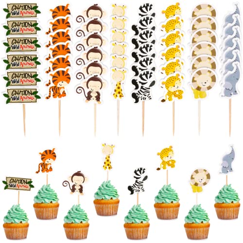 VIEVRE 48 Stück Tortendeko Tiere, Waldtiere Geburtstag Deko, Muffin Deko Geburtstag, 8 Stile Dschungel Geburtstag Dekoration, Kuchendeko Geburtstag Junge, Tortendeko Dschungel, Wild One Cake Topper VIEVRE 48 Stück Tortendeko Tiere, Waldtiere Geburtstag Deko, Muffin Deko Geburtstag, 8 Stile Dschungel Geburtstag Dekoration, Kuchendeko Geburtstag Junge, Tortendeko Dschungel, Wild One Cake Topper von VIEVRE