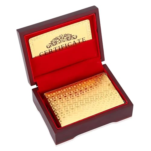 VIFER Pokerkarten wasserdichte Spielkarten Goldfolie Poker Karten Spiele Plastik Poker Spielkarten mit Box für Familien Kartenspiel Party (Prüfen) von VIFER