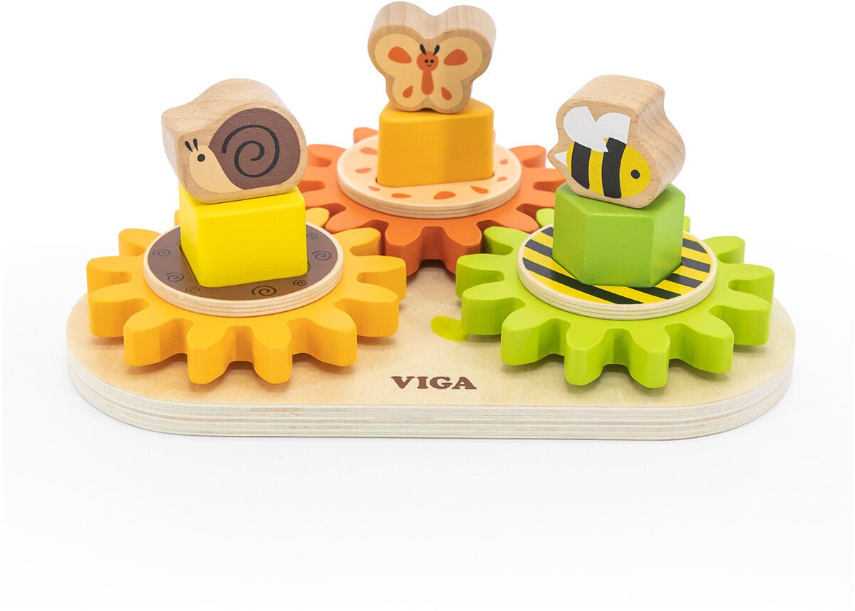 VIGA Baukasten Geometrische Klötze &  Zahnräder, Babyspielzeug von VIGA
