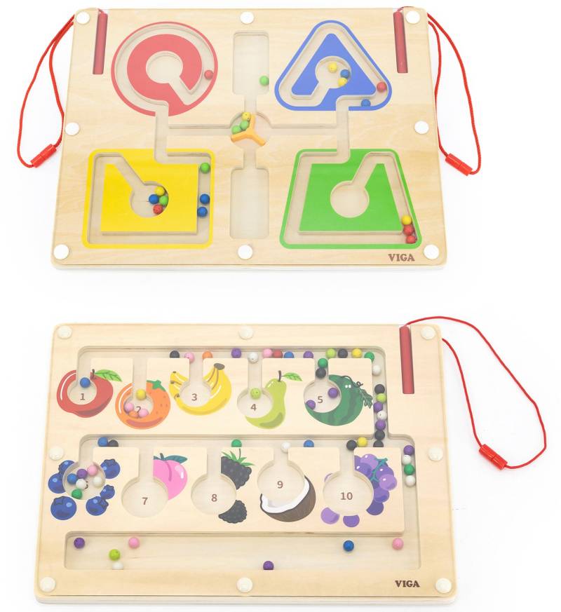 VIGA Magnet-Labyrinth &  Zähl- und Farbsortierbrett, Babyspielzeug von VIGA