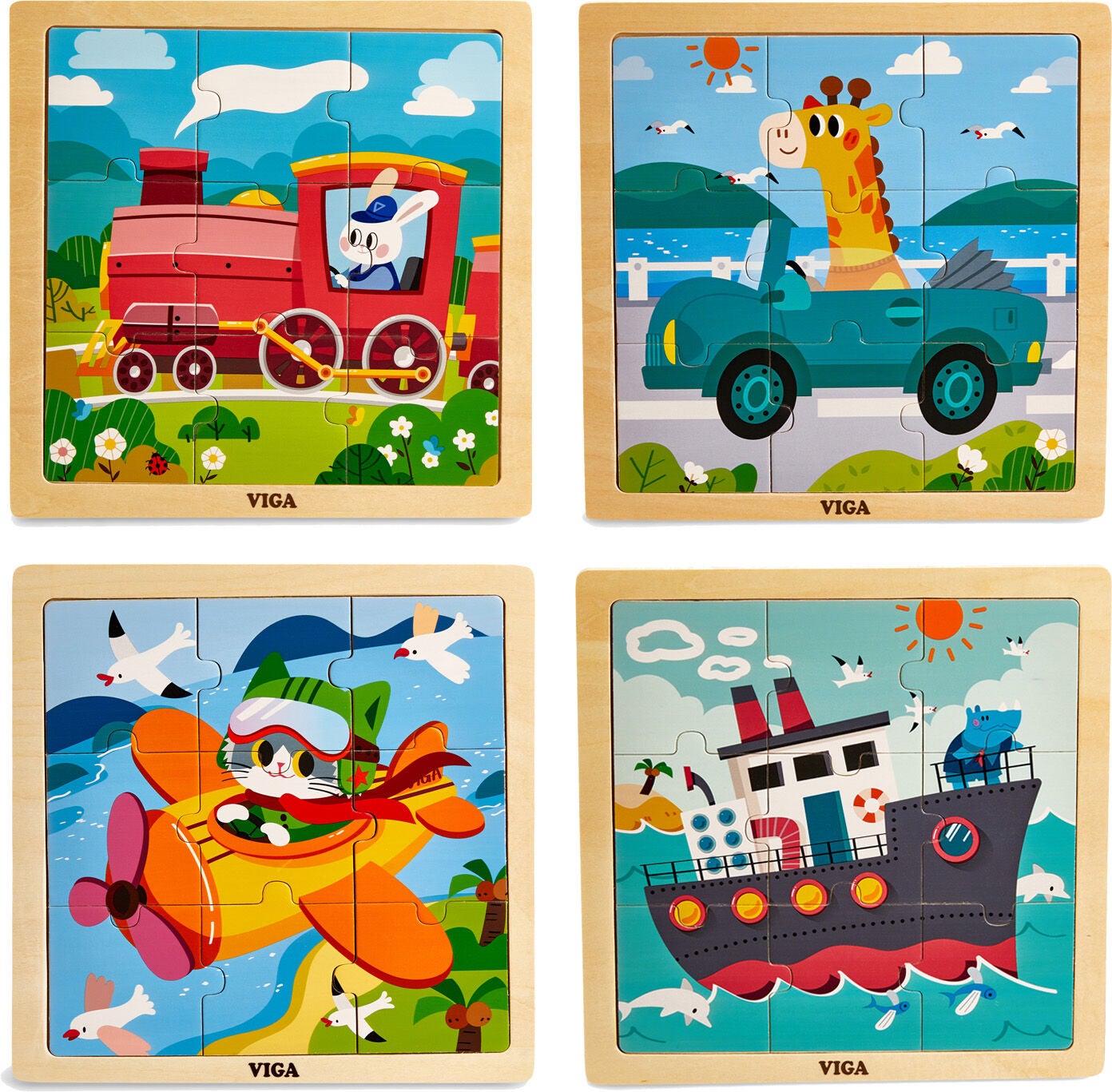 VIGA Puzzles 4er-Pack Fahrzeug von VIGA