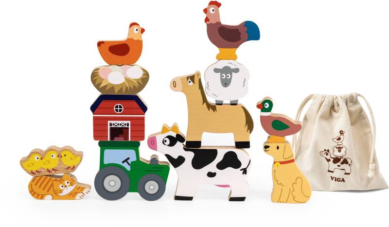 VIGA Stapelspiel Bauernhoftier, Babyspielzeug von VIGA