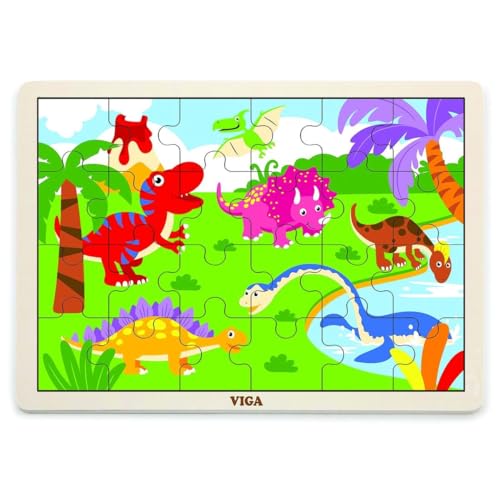 Viga Puzzle: Dinosaurier, 24 Teile, weiß Viga Puzzle: Dinosaurier, 24 Teile, weiß von VIGA