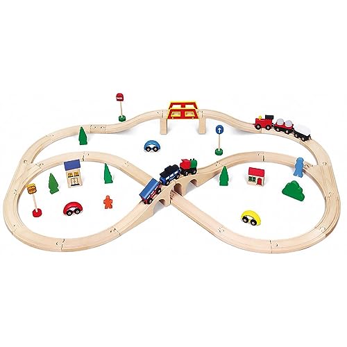 VIGA Toys - Holzeisenbahn - Stadt - 49 Teile 2043646, Multi Color von VIGA