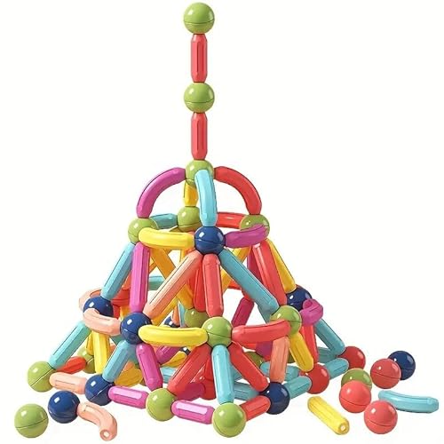 VIGOEXPRESS Magnetische Bausteine für Kinder ab 1 Jahre mit 42 Bunten Stücken - Montessori Spielzeug ab 1 2 3 Jahre Junge u. Mädchen 1 2 3 Jahre | SUPERBLOCK von VIGOEXPRESS
