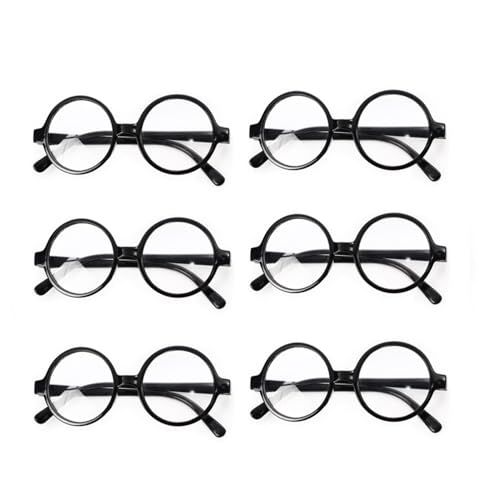 VIGUEUR 6 runde Zaubererbrillen – Zauberer-Kostüm-Brille aus Kunststoff zum Verkleiden von VIGUEUR