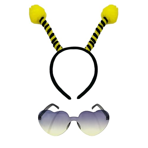 VIGUEUR Bienen und Schmetterling Kostüm Zubehör Set Antennen-Stirnband und Brille Erwachsenengröße von VIGUEUR