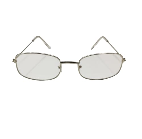 VIGUEUR Old Man Kostüm Brille - Rechteckige Oma Dress Up Brillen, Quadratische Kostümbrille, Silberrahmen, silber, Standard von VIGUEUR