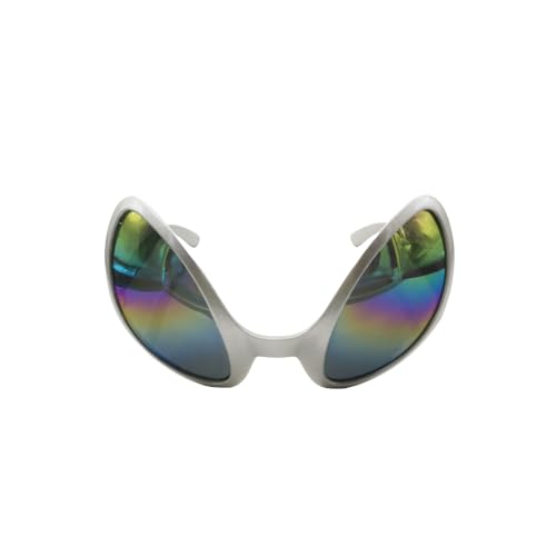 VIGUEUR Silberfarbene Metallic-Brille, Alien-Kostüm-Brille, Halloween-Party-Zubehör von VIGUEUR