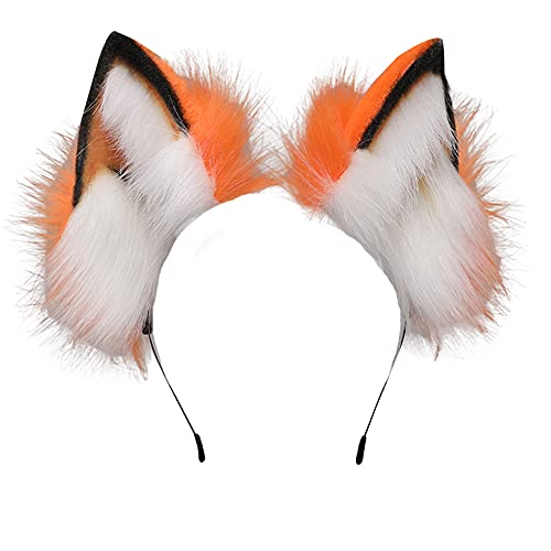 VIGVAN Handgemachte Wolf Fuchs Ohren Cosplay Kopf Zubehör Kawaii Haarband (Wolf Orange) von VIGVAN