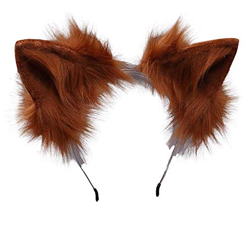 VIGVAN KYC Tierohren Kawaii Plüsch Katzenohren Haarspange Lolita Kopfschmuck Halloween Cosplay (Braunes Haarband) von VIGVAN
