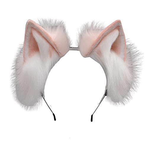 VIGVAN Kawaii Fuchs Katzen Ohren Haarband Haarnadel Katzen Cosplay (Rosa Weiß Haarband) von VIGVAN