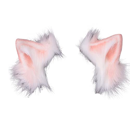 VIGVAN Kawaii Fuchs Katzen Ohren Haarband Haarnadel Katzen Cosplay (Rosa Weiß Haarnadel) von VIGVAN