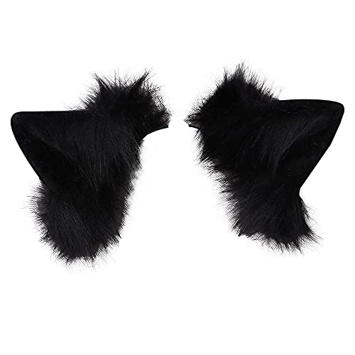 VIGVAN Kawaii Fuchs Katzen Ohren Haarband Haarnadel Katzen Cosplay (Schwarz Haarnadel) von VIGVAN