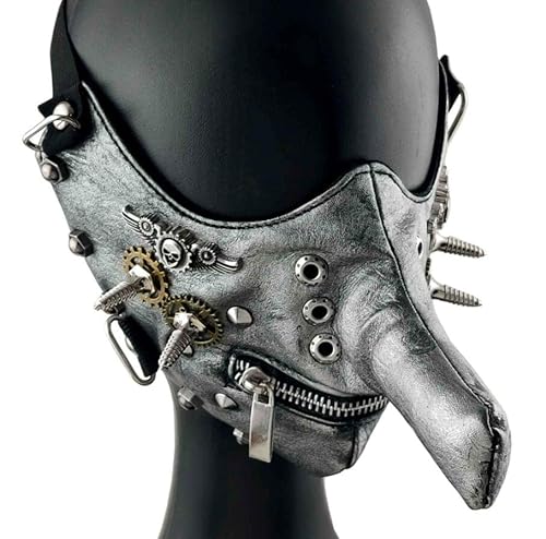 VIGVAN Männer Frauen Steampunk Retro Gothic Leder Maske Halloween Cosplay Zahnräder Maske Spike Mask (CB FY Maske) von VIGVAN