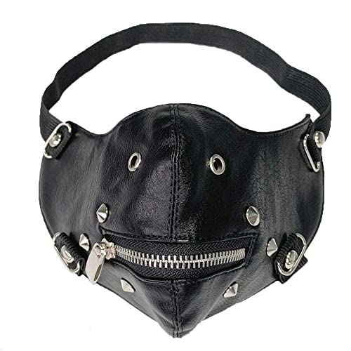 VIGVAN Männer Frauen Steampunk Retro Gothic Leder Maske Halloween Cosplay Zahnräder Maske Spike Mask (Reißverschluss Maske) von VIGVAN