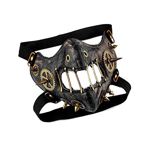VIGVAN Männer Frauen Steampunk Retro Gothic Leder Maske Halloween Cosplay Zahnräder Maske Spike Mask (Zahnräder Maske) von VIGVAN