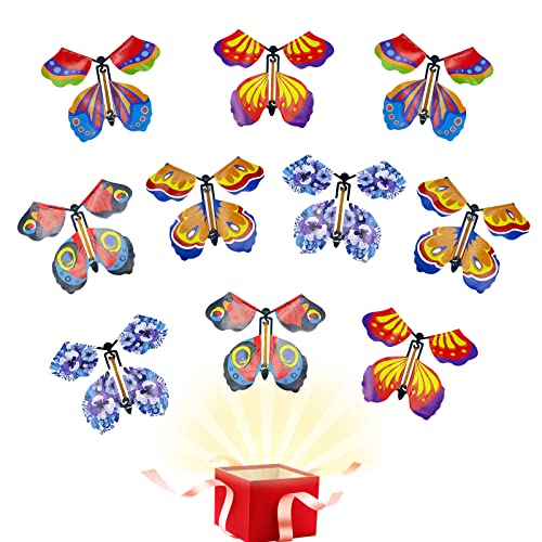 VIKSAUN 10 Stück Magische Fliegende Schmetterling, Magische Schmetterling Spielzeug, Fliegender Schmetterling Karte Überraschung Geschenk für Valentinstag Deko, Hochzeit (10 Stück) von VIKSAUN
