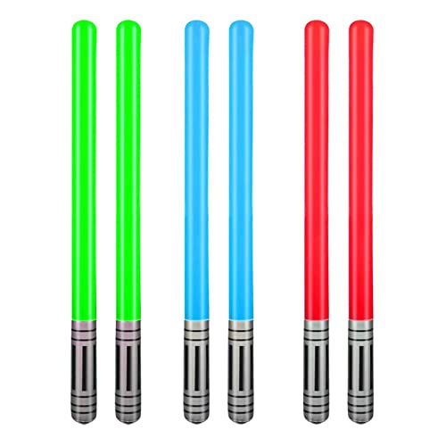 VIKSAUN 6 Stück Aufblasbare Star Wars Ballons Lichtschwert Schwert Stick Ballons 3 Farben Aufblasbares Schwert Für Party Supplies Party Favors Halloween Thema Party Cosplay (6 Stück) von VIKSAUN