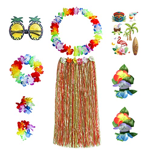 VIKSAUN 9 Stück Hawaii Party Kostüm Set, Gras Röcke Hawaiian Hula Tropical Dance Rock, Blume Armbänder Stirnband Halskette, Ananas Sonnenbrille,Beachparty Deko, Tropische Kostümparty Kostüm VIKSAUN 9 Stück Hawaii Party Kostüm Set, Gras Röcke Hawaiian Hula Tropical Dance Rock, Blume Armbänder Stirnband Halskette, Ananas Sonnenbrille,Beachparty Deko, Tropische Kostümparty Kostüm von VIKSAUN