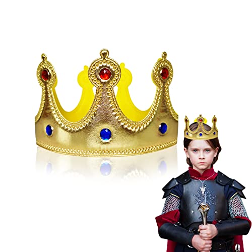 VIKSAUN König Krone Gold, Königskrone Königinnen Krone mit Strass Royal Crown Tiara Kostüm Zubehör, DIY Party Goldfolie Krone Hut für Junge Mädchen Prinzessin Geburtstagsfeier (1 Stück) von VIKSAUN