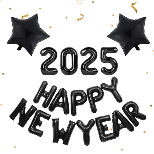 Silvester Deko 2025 Luftballon Set,Happy New Year Deko Ballons Schwarz,Neujahr Deko Ballon 2025,Happy New Year Folienballon, Silvester Party Deko Zubehör, 2025 Neues Jahr Luftballons Partydekorationen Silvester Deko 2025 Luftballon Set,Happy New Year Deko Ballons Schwarz,Neujahr Deko Ballon 2025,Happy New Year Folienballon, Silvester Party Deko Zubehör, 2025 Neues Jahr Luftballons Partydekorationen von VIKY