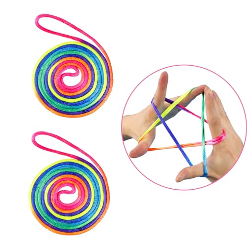 VIKY® 2 Stück Fingertwist Fadenspiel Fingerspiel, Finger Twist Spiel, Rainbow Rope, Flexibles Fadenspiele für Kinder, Fadenspiel ab 6 Jahre für Kindergeburtstag, Kleines Geschenk, Schultüte Füllung von VIKY