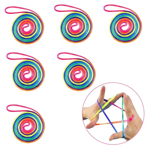 VIKY® 6 Stück Fingertwist Fadenspiel, Finger Twist Spiel, Rainbow Rope, Flexibles Fingerspiel für Kinder ab 8 Jahre, Kindergeburtstag, Advent, Weihnachten, Schultüte Geschenk von VIKY