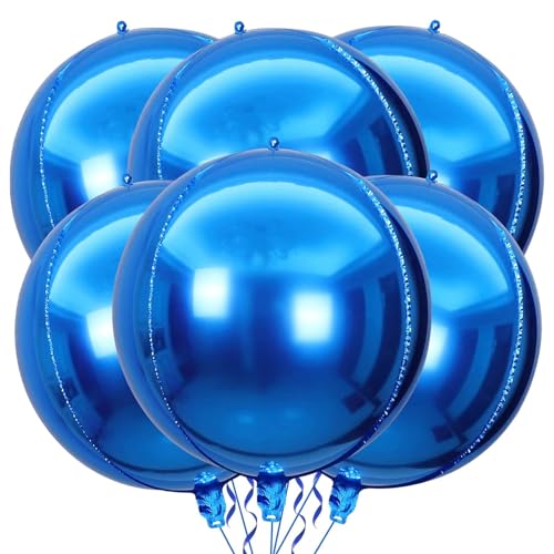 VIKY® 6 Stück Folienballon Geburtstag, 22 Zoll 4D Luftballons Helium Ballon Blau, Kindergeburtstag Luftballon, Party Deko für Graduation, Einschulung, Rente von VIKY