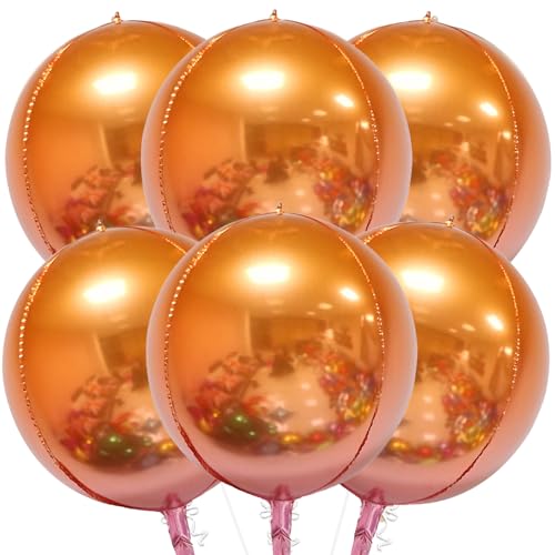 VIKY® 6 Stück Folienballon Geburtstag, 22 Zoll 4D Luftballons Helium Orange, Kindergeburtstag Luftballon, Party Deko für Graduation, Einschulung, Rente von VIKY