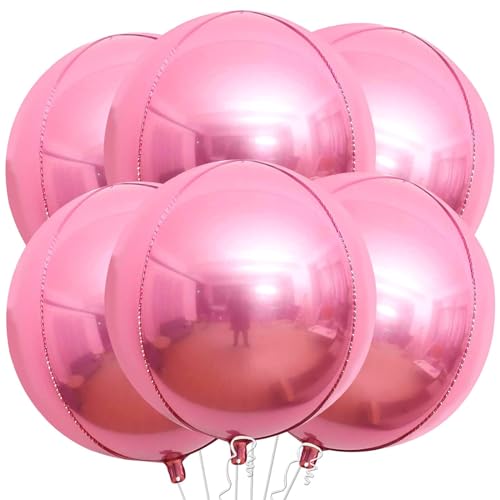 VIKY® 6 Stück Folienballon Geburtstag, 22 Zoll 4D Luftballons Geburtstag Helium Ballon Rosa, Kindergeburtstag Deko Luftballon, Party Deko Ballons für Geburtstag, Graduation, Einschulung, Rente Deko von VIKY