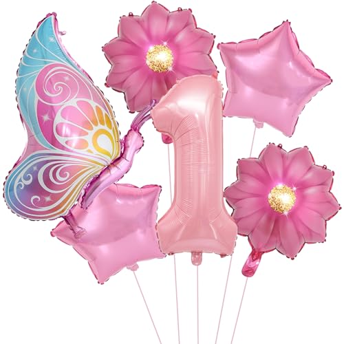 VIKY® Schmetterlinge Deko 1. Geburtstag Mädchen, Luftballon Kindergeburtstag Schmetterling, Geburtstagsdeko von VIKY