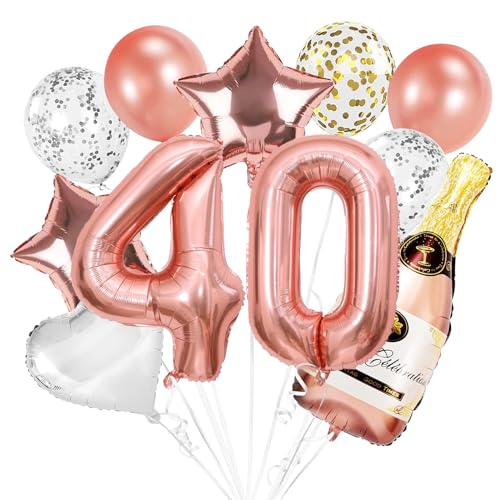 VIKY Deko 40. Geburtstag Frauen, Rosegold 40 Geburtstag Frauen Deko, Luftballon 40 Geburtstag Frau Mann, 40. Geburtstag Deko Set mit Luftballons 40. Geburtstag, Konfetti Luftballon Party Deko Supplies von VIKY