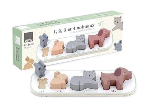 VILAC - 1, 2, 3 und 4 Tiere – Sarah Betz – Spielzeug für Kleinkinder – 1 Ständer aus Holz + 10 Teile aus Holz zum Einbauen – Lernspiele für Kinder aus Holz – Spielzeug für Kinder ab 18 Monaten – 7118 VILAC - 1, 2, 3 und 4 Tiere – Sarah Betz – Spielzeug für Kleinkinder – 1 Ständer aus Holz + 10 Teile aus Holz zum Einbauen – Lernspiele für Kinder aus Holz – Spielzeug für Kinder ab 18 Monaten – 7118 von Vilac