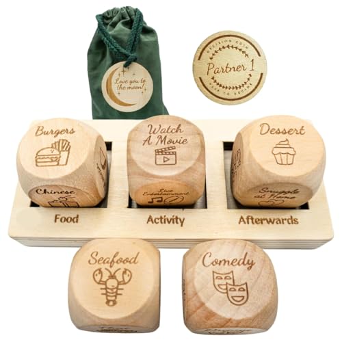Würfel-Set mit Holzständer, Lebensmittel- und Aktivitätswürfel, Aufbewahrungstasche Würfel-Set mit Holzständer, Lebensmittel- und Aktivitätswürfel, Aufbewahrungstasche von VILIA