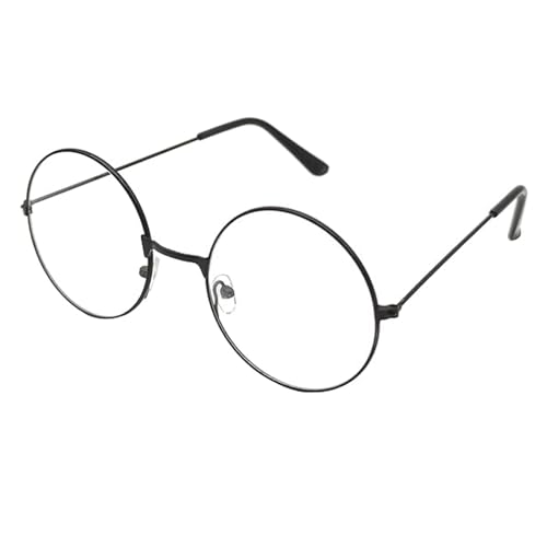 VILITI Runde Brille, Retro-Brille, Metallrahmen, klare Gläser, Vintage-Brille, Zauberer-Kostüm, Retro, klare Linse, Draht, Kostüm, Geek-Zubehör für Verkleidungen (schwarz) von VILITI