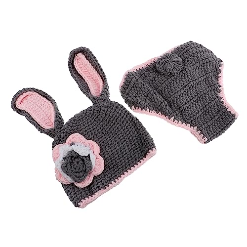 VILLCASE 1 Satz Gestricktes Hasenkostüm Kinderkostüm für Neugeborene Ballettröckchen Babyartikel Puppe hasenkostüme bunny costume Foto -Requisiten kaninchen babykleidung Garn Grey von VILLCASE