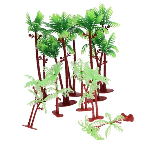 VILLCASE 10 Stück Teiliges Miniatur Kokosnussbaum Modell Detailgetreue PVC Mikrolandschaft Dekoration Langlebig Farbecht für Sandtisch DIY und Miniaturgärten von VILLCASE