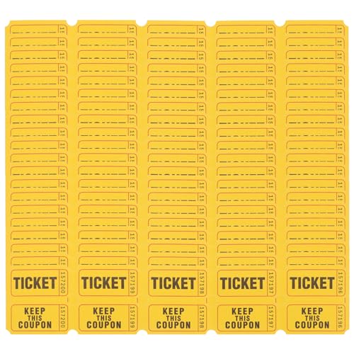 VILLCASE 100 Stück Tombola-Tickets Gelbe Tombola-Tickets Rollen Kleine 50/50 Tombola-Tickets Mit Perforationen Und Fortlaufenden Nummern Für Veranstaltungen Klassenbelohnung von VILLCASE