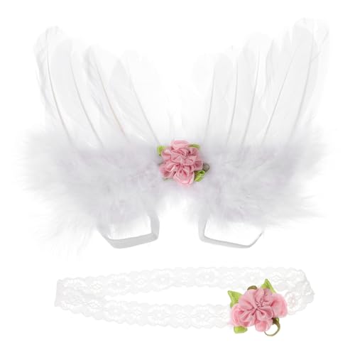 VILLCASE 1Satz Babykostüm Requisiten mit Engel Flügeln Blumenstirnband für Fotoshootings Festivals Cosplay Leicht Partyzubehör von VILLCASE