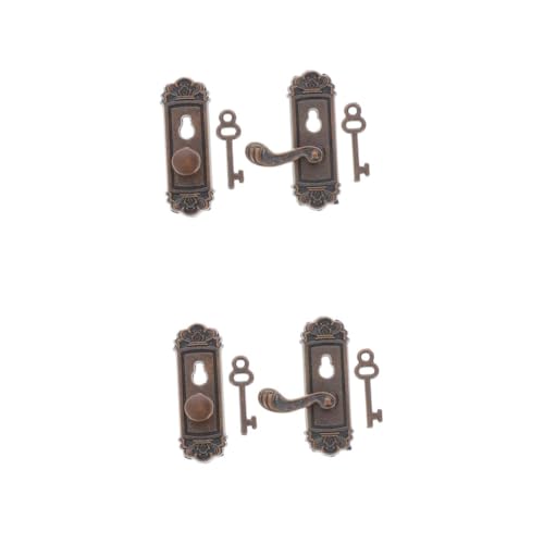 VILLCASE 2 Sätze Türschlosszubehör Modell Türschloss Dekoration Miniaturschloss Hardware Spielzeughaus Türschlösser Puppenhaus Türgriff Knopf Und Schloss Mini Türschloss von VILLCASE