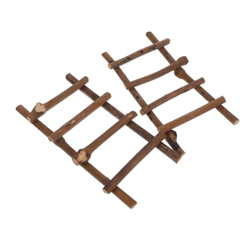 VILLCASE 2 Stück Rattan Miniaturleiter für Puppenhaus Mikro Landschaftsdekor Handgefertigte Leiter für DIY Gartenprojekte und Kreative Bastelideen von VILLCASE