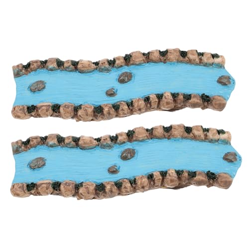 VILLCASE 2 Stück Teiliges Miniatur Fluss Ornament aus Resin Realistische Miniatur Landschaft für Sandtisch und Feengarten Dekorativer Bach für Kleine Gartenanlagen und Therapeutische von VILLCASE