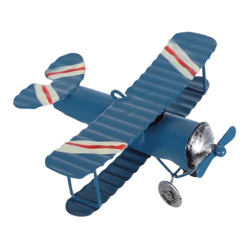 VILLCASE 2 Stück Vintage Metallflugzeug Modell Retro Airplane Desktop Ornament in Blau Handgefertigtes Eisenflugzeug als Nostalgische Dekoration für Weihnachten Geschenkidee und von VILLCASE